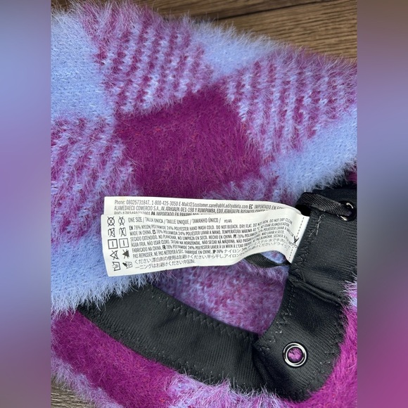 Fuzzy Plaid Bucket Hat – Purple & Baby Blue | Soft Winter Style | One Size - Picture 10 of 12